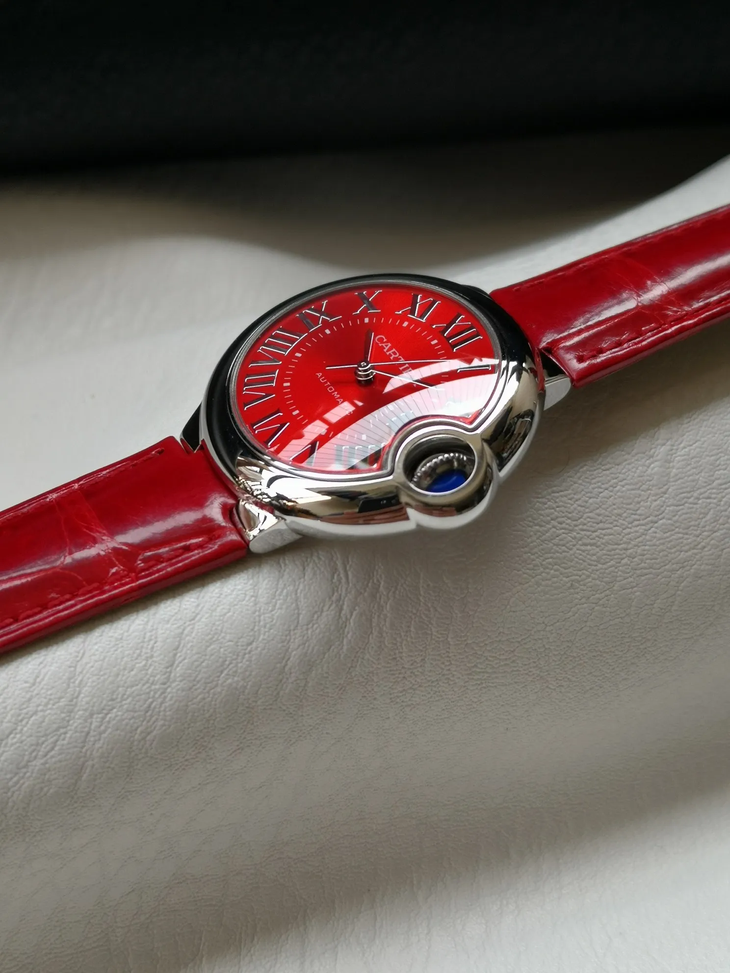 【Taiwan Factory】💰2160! 【Top replica】💰3500! Cartier Blue Balloon watch (guilloché dial, sword-shaped blue steel hands, automatic, 33mm)