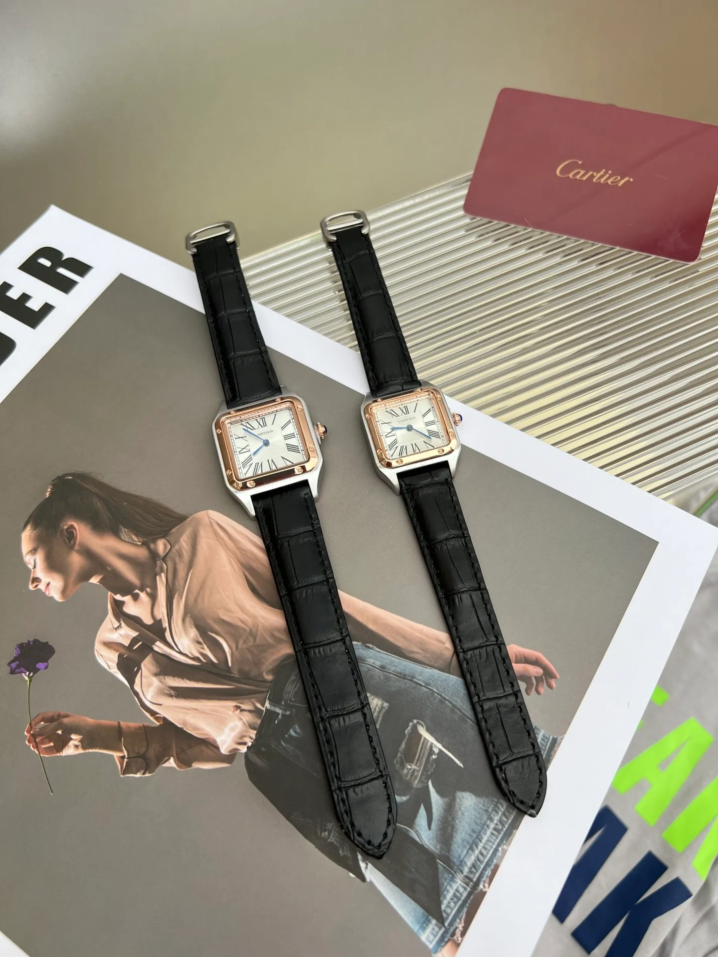 [High-end replica] 💰1040 each! Cartier Santos Couple 👫 Exclusively recommended Cartier, Santos, new ultra-thin dial, screw bottom cover, original buckle ~ Size: small size 38*27.5, large size 43.5*31.4~~