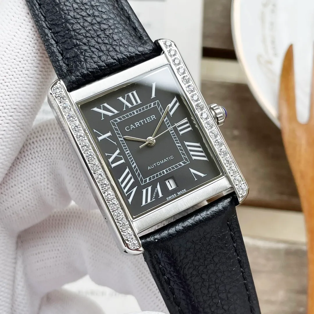 【High-end replica】💰1300! 【Customized all-in-one machine】💰1920! Cartier ⌚️CARTIER Tank Series Men's Mechanical Watch 💯New Citizen 9015 all-in-one automatic mechanical movement with accurate travel time, 🅾️Reworked 💯316L stainless steel case with imitation machine workmanship Case size 31*41 💯Wear-resistant and scratch-resistant sapphire mirror 💯Cow leather strap with original folding clasp! Welcome to reprint!