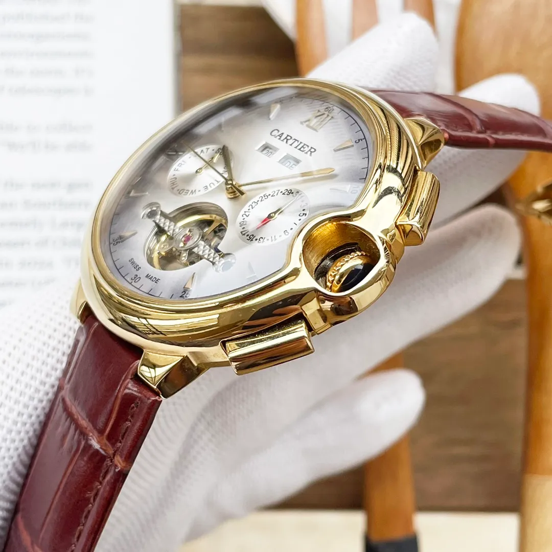 【High-end replica】💰1640! Cartier's premium men's watch, with multifunctional flywheel perpetual calendar design, noble atmosphere, gentlemanly style, excellent quality, is selling well all over the city. Using fully automatic mechanical movement, top-grade 316 stainless steel case, imported calfskin strap, mineral super mirror, size 46*15