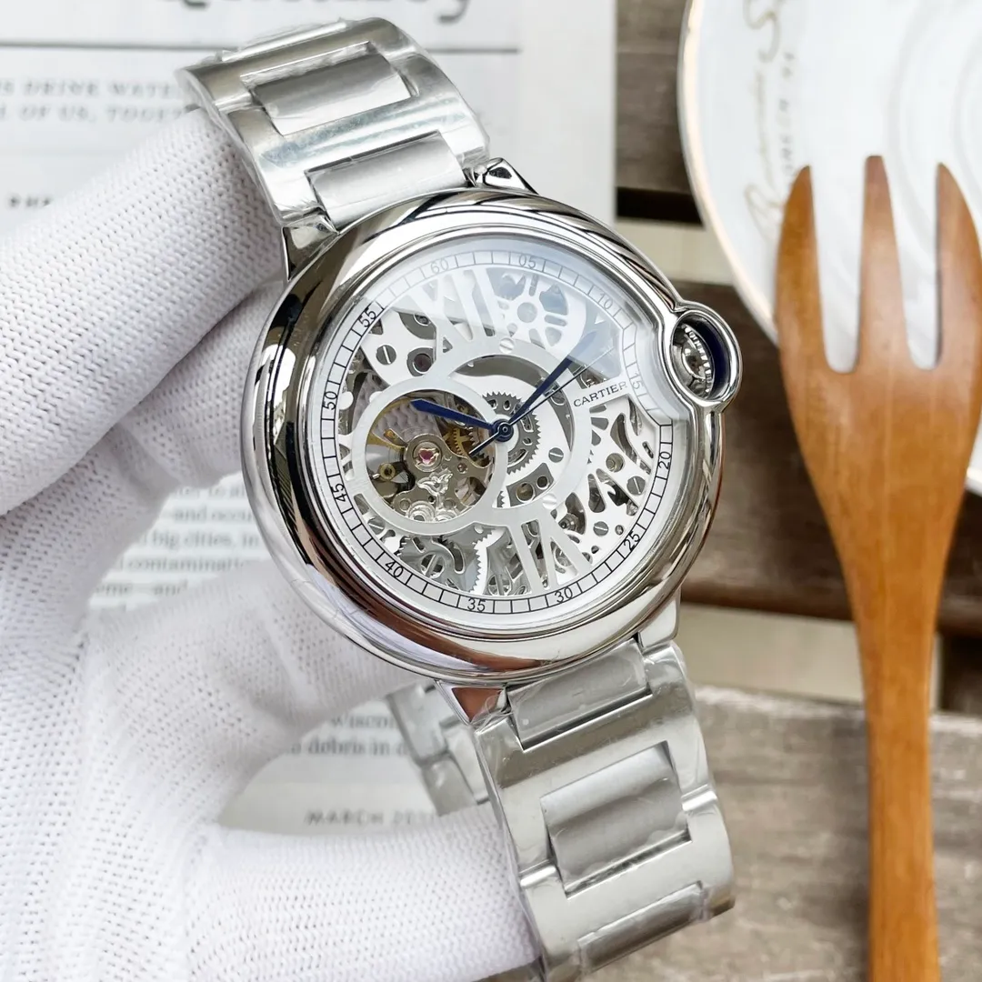 【High-end replica】💰1500! Cartier - CARTIER blue balloon hollow watch series, fully automatic men's mechanical bowl watch (the hollow movement design is more handsome) 316 stainless steel case sword-shaped hands, super mineral glass mirror, belt steel strap selection, imported Italian cowhide, table diameter 44/12mm, upgraded version 100 meters deep waterproof