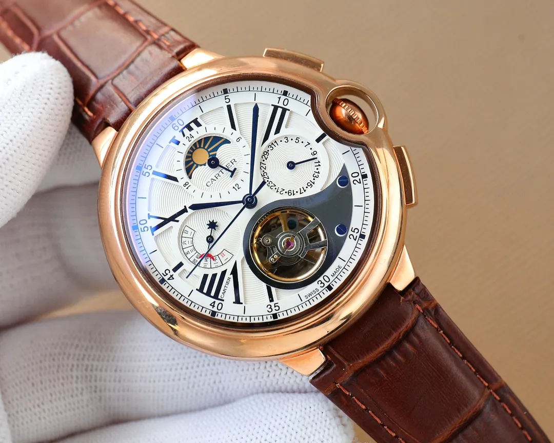 【High-end replica】💰1840! Cartier-Cartier ‼ ️🌹🌹🌹Exquisite men's watch, new multi-functional design, noble atmosphere, gentleman style, excellent quality, hot selling all over the city. Adopting fully automatic mechanical movement, top-grade 316 stainless steel case, imported calfskin strap, mineral super mirror, diameter 46mm🔥Top quality products are constantly produced🔥