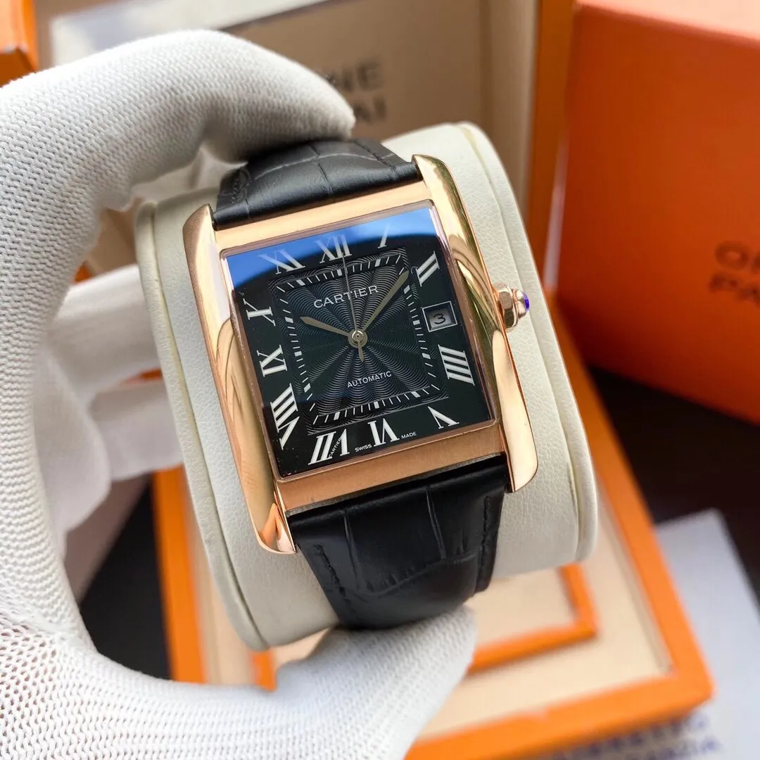 【Foreign trade import】💰1200! CARTIER TANK MC watch: Mechanically simple and elegant watch, stainless steel case, stainless steel multi-faceted crown, decorated with a multi-faceted synthetic spinel, simple and elegant square dial, sword-shaped hands, see-through checkered mechanical movement, elegant streamlined shell, retro luxury, adding a sparkling artistic sense to the watch! 🔥Top quality products with constant quality🔥