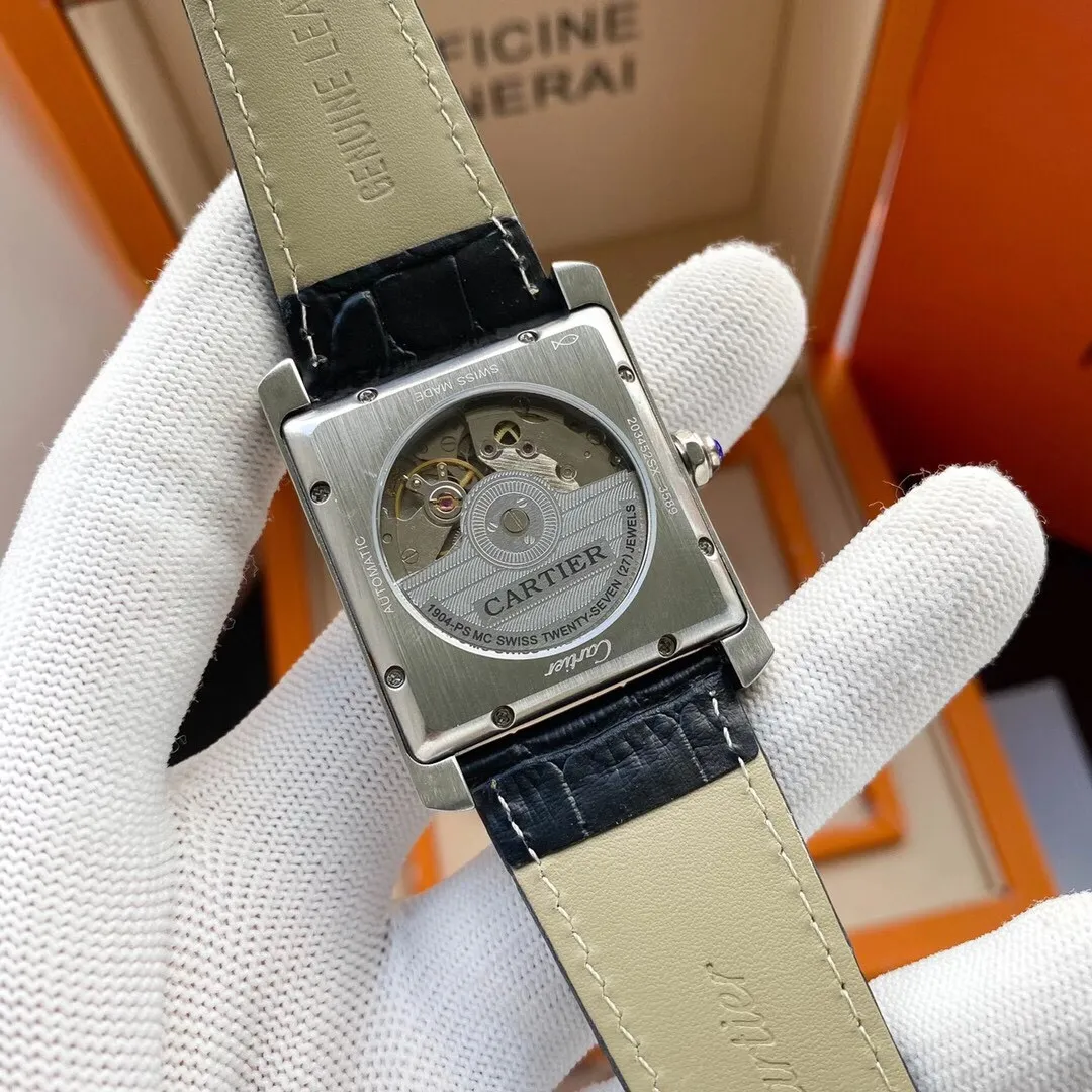 【Foreign trade import】💰1200! CARTIER TANK MC watch: Mechanically simple and elegant watch, stainless steel case, stainless steel multi-faceted crown, decorated with a multi-faceted synthetic spinel, simple and elegant square dial, sword-shaped hands, see-through checkered mechanical movement, elegant streamlined shell, retro luxury, adding a sparkling artistic sense to the watch! 🔥Top quality products with constant quality🔥