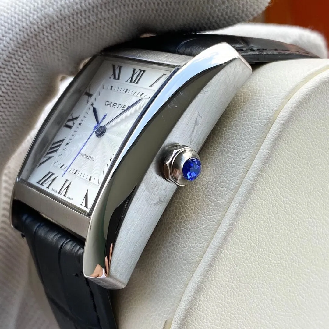 【Foreign trade import】💰1200! CARTIER TANK MC watch: Mechanically simple and elegant watch, stainless steel case, stainless steel multi-faceted crown, decorated with a multi-faceted synthetic spinel, simple and elegant square dial, sword-shaped hands, see-through checkered mechanical movement, elegant streamlined shell, retro luxury, adding a sparkling artistic sense to the watch! 🔥Top quality products with constant quality🔥