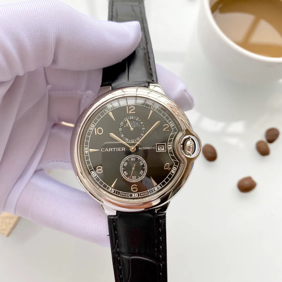 【Foreign Trade Import】💰1720! Cartier (extremely noble and wise work) [Special design] 🔥Type: Exquisite men's watch (more excellent) 🔥Strap: genuine cowhide/316L stainless steel strap (more durable) 🔥Movement: super top mechanical movement (more stable) perpetual motion 🔥Material: mineral super mirror (more wear-resistant) Smart style, strong sense of thickness, special design, return with honor Size: 43mm in diameter, 12mm thick, smart launch! Welcome to reprint!