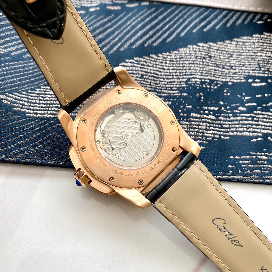 【Foreign trade import】💰1640! Cartier WSCA0003 series, front and rear sapphire mirrors allow you to read more clearly, imported calfskin, watch diameter 38 mm, folding buckle, deep waterproof, automatic movement, which can fully satisfy watch friends' preference for large dials, making it worth owning such a watch whether you like casual or business style!