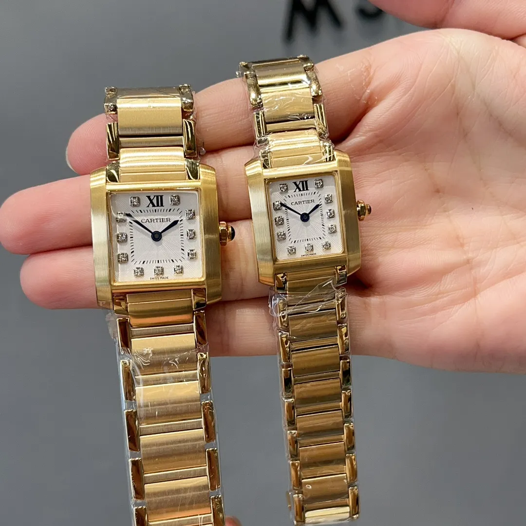 【High-end replica】💰1160! Cartier French Tank Series TankFrancaise, Swiss quartz movement, 316L stainless steel case bracelet, tempered crystal mirror, gemstone bead crown, medium size: width 27mm, length 32mm, small size: width 21.2mm, length 25.7mm