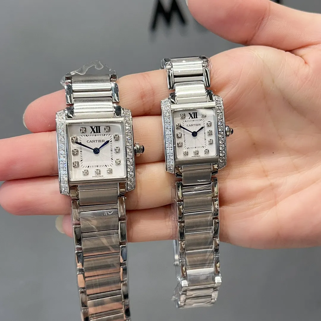 【High-end replica】💰1160! Cartier French Tank Series TankFrancaise, Swiss quartz movement, 316L stainless steel case bracelet, tempered crystal mirror, gemstone bead crown, medium size: width 27mm, length 32mm, small size: width 21.2mm, length 25.7mm