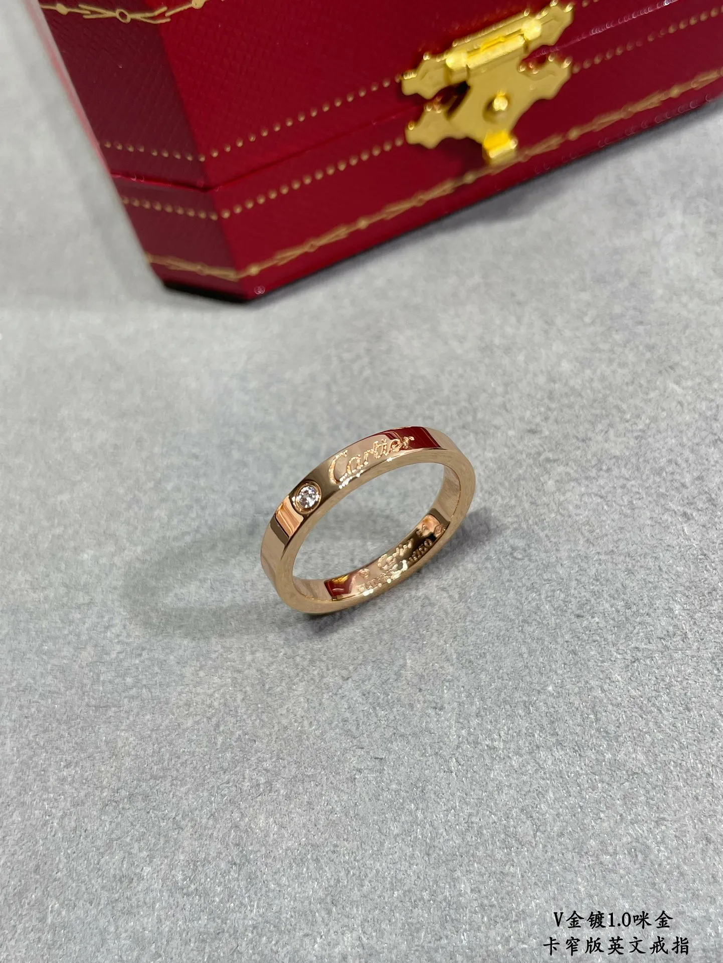 【High Quality】💰440! Cartier CNC narrow version English ring💍The most popular ring💍💋💄 Timeless classic, very popular in recent years, high-end, high-carbon diamond micro-inlay material, same craftsmanship, different price, real gold texture