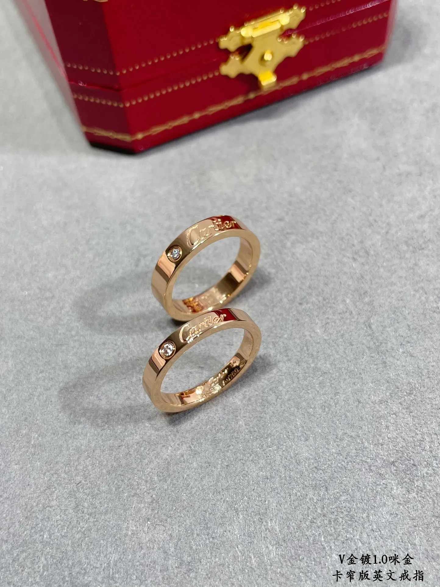 【High Quality】💰440! Cartier CNC narrow version English ring💍The most popular ring💍💋💄 Timeless classic, very popular in recent years, high-end, high-carbon diamond micro-inlay material, same craftsmanship, different price, real gold texture