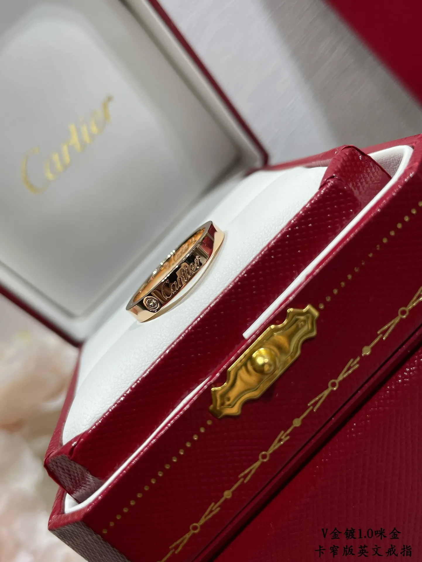 【High Quality】💰440! Cartier CNC narrow version English ring💍The most popular ring💍💋💄 Timeless classic, very popular in recent years, high-end, high-carbon diamond micro-inlay material, same craftsmanship, different price, real gold texture