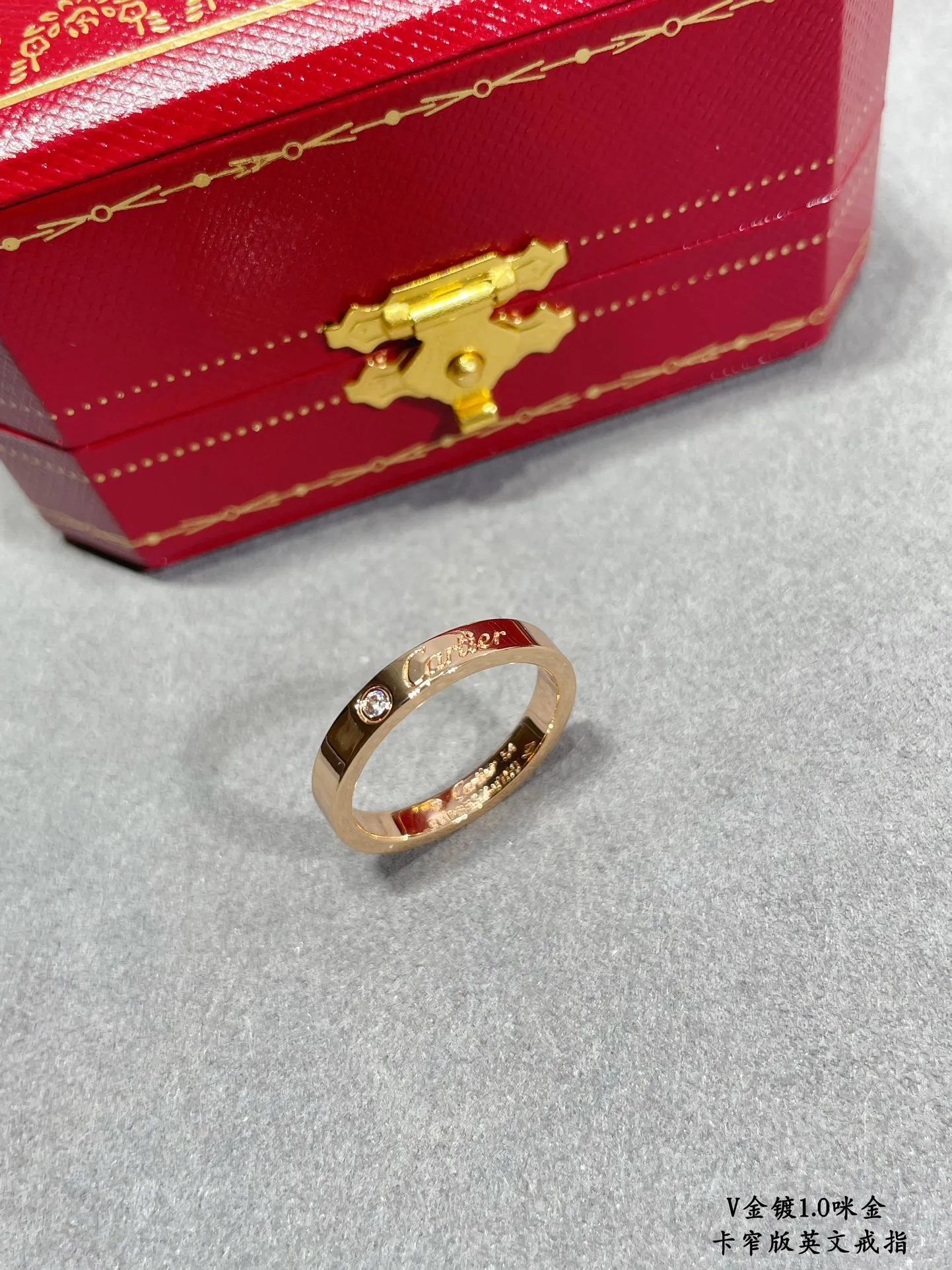 【High Quality】💰440! Cartier CNC narrow version English ring💍The most popular ring💍💋💄 Timeless classic, very popular in recent years, high-end, high-carbon diamond micro-inlay material, same craftsmanship, different price, real gold texture