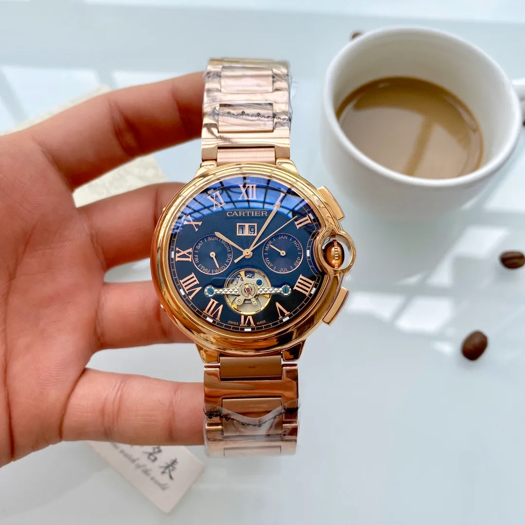 【Foreign trade import】💰1680! Cartier (Exquisite quality, outstanding debut) 🎉🎉 [Type]: Boutique men's watch (top-level) exquisite [Strap]: Made of genuine cowhide leather strap (durable) [Movement]: Top-level mechanical movement (stable) [Material]: Mineral super strong mirror (higher definition) Exquisite quality and generous style, excellent temperament, wise and exclusive [Size]: 43mm diameter, 12mm thick, hot sale! Welcome to reprint!