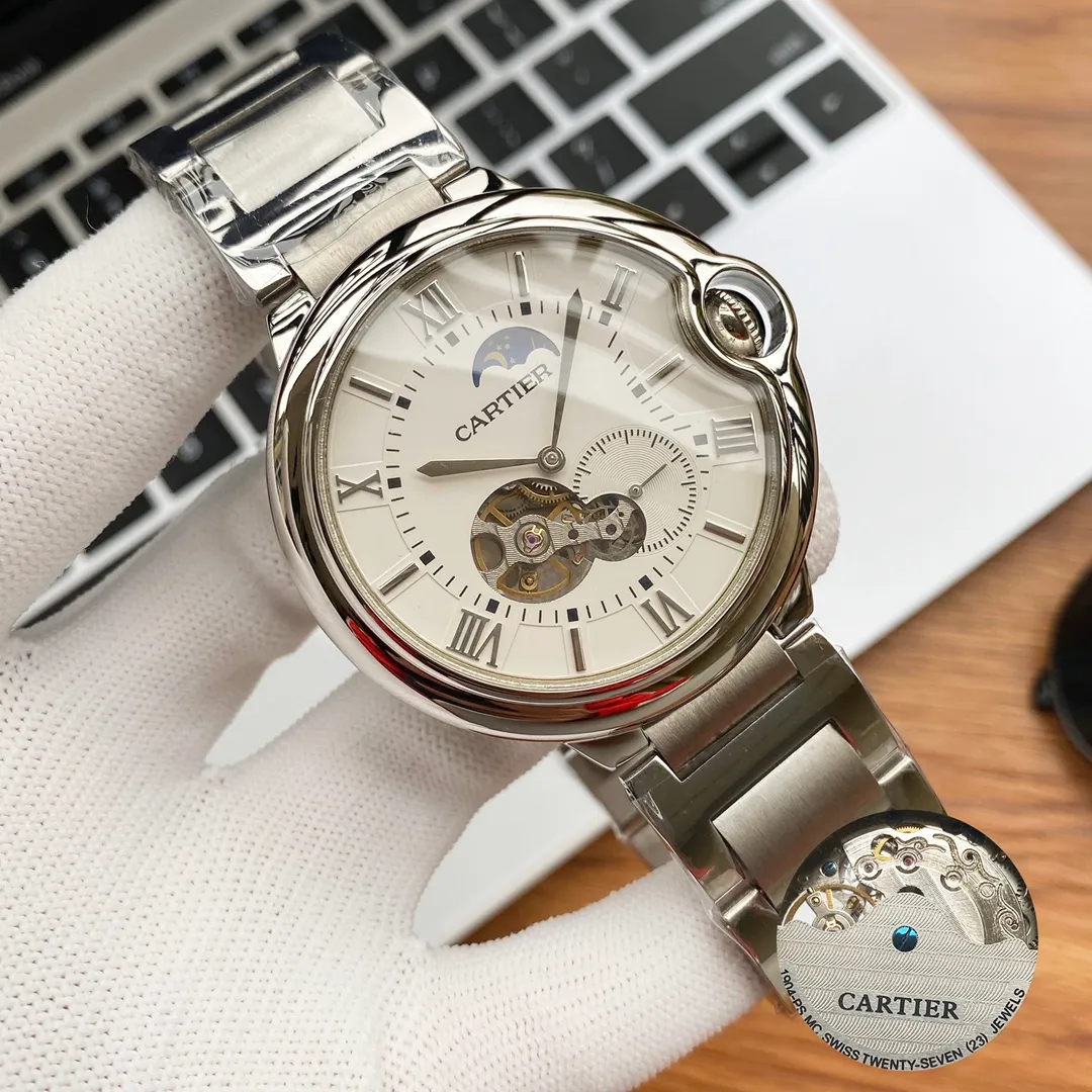 【Foreign trade import】💰1220! Cartier-CARTIER Type: Men's watch Case: 316 stainless steel (excellent workmanship) Strap: Imported calfskin/316 stainless steel (two options available) Movement: Advanced customized fully automatic mechanical movement (stable travel time) Material: Advanced reinforced coating mirror Size: diameter 44mm, thickness 13mm