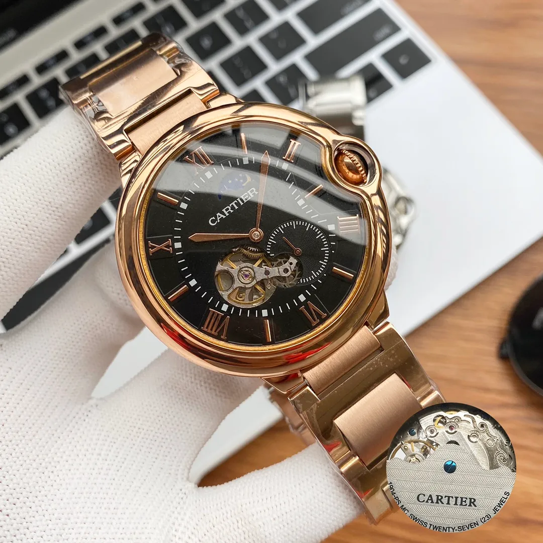 【Foreign trade import】💰1220! Cartier-CARTIER Type: Men's watch Case: 316 stainless steel (excellent workmanship) Strap: Imported calfskin/316 stainless steel (two options available) Movement: Advanced customized fully automatic mechanical movement (stable travel time) Material: Advanced reinforced coating mirror Size: diameter 44mm, thickness 13mm