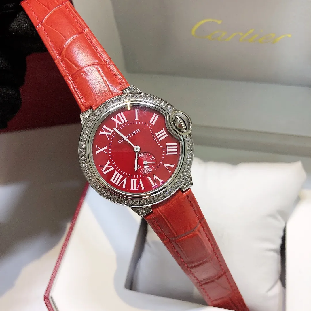 【Foreign trade import】💰960! Cartier - [CARTIER] Blue Balloon color-toned popular two-and-a-half-hand series goddess watch, 316L stainless steel case, deep sea mother-of-pearl literal diamond nail scale, imported quartz movement, the latest and most pink color, super white hands, great appearance and temperament! Size: 36mm "MX real shot"