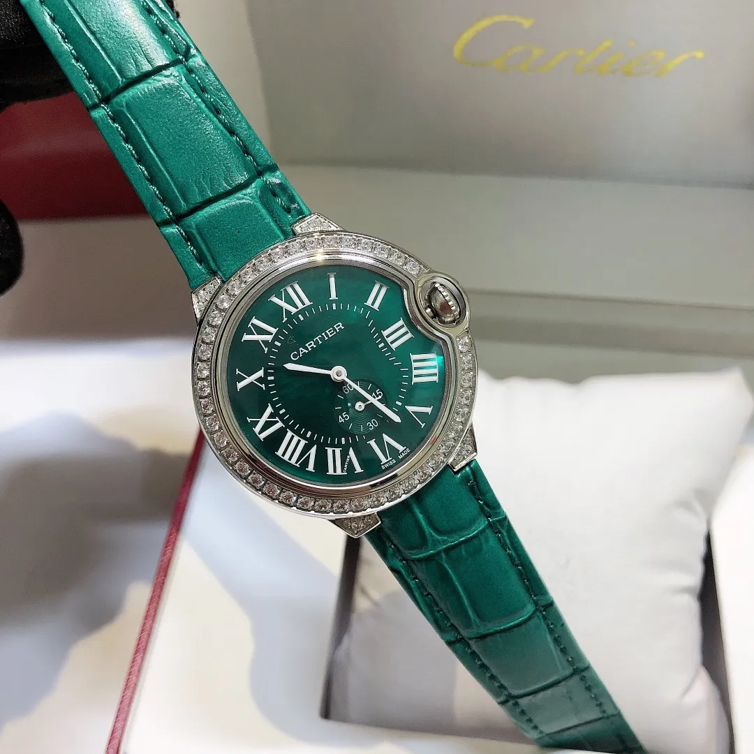 【Foreign trade import】💰960! Cartier - [CARTIER] Blue Balloon color-toned popular two-and-a-half-hand series goddess watch, 316L stainless steel case, deep sea mother-of-pearl literal diamond nail scale, imported quartz movement, the latest and most pink color, super white hands, great appearance and temperament! Size: 36mm "MX real shot"