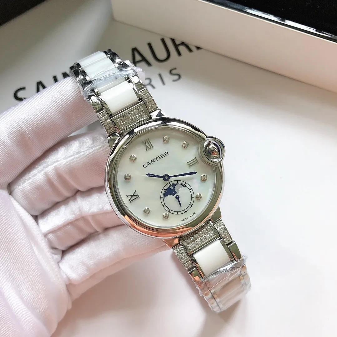 【Foreign trade import】💰1160! Cartier women's blue balloon luxury full diamond series, quartz watches shipped in the same color [color], large frame display of sun, moon and stars, starry sky running, time flowing, special process cutting square diamonds, inlaid ring mouth, personality, perfect, equipped with Swiss original imported quartz movement, accurate travel time, imported original full diamond inlaid stones, Cartier original snap buckle, diameter 36mm, thickness 8mm