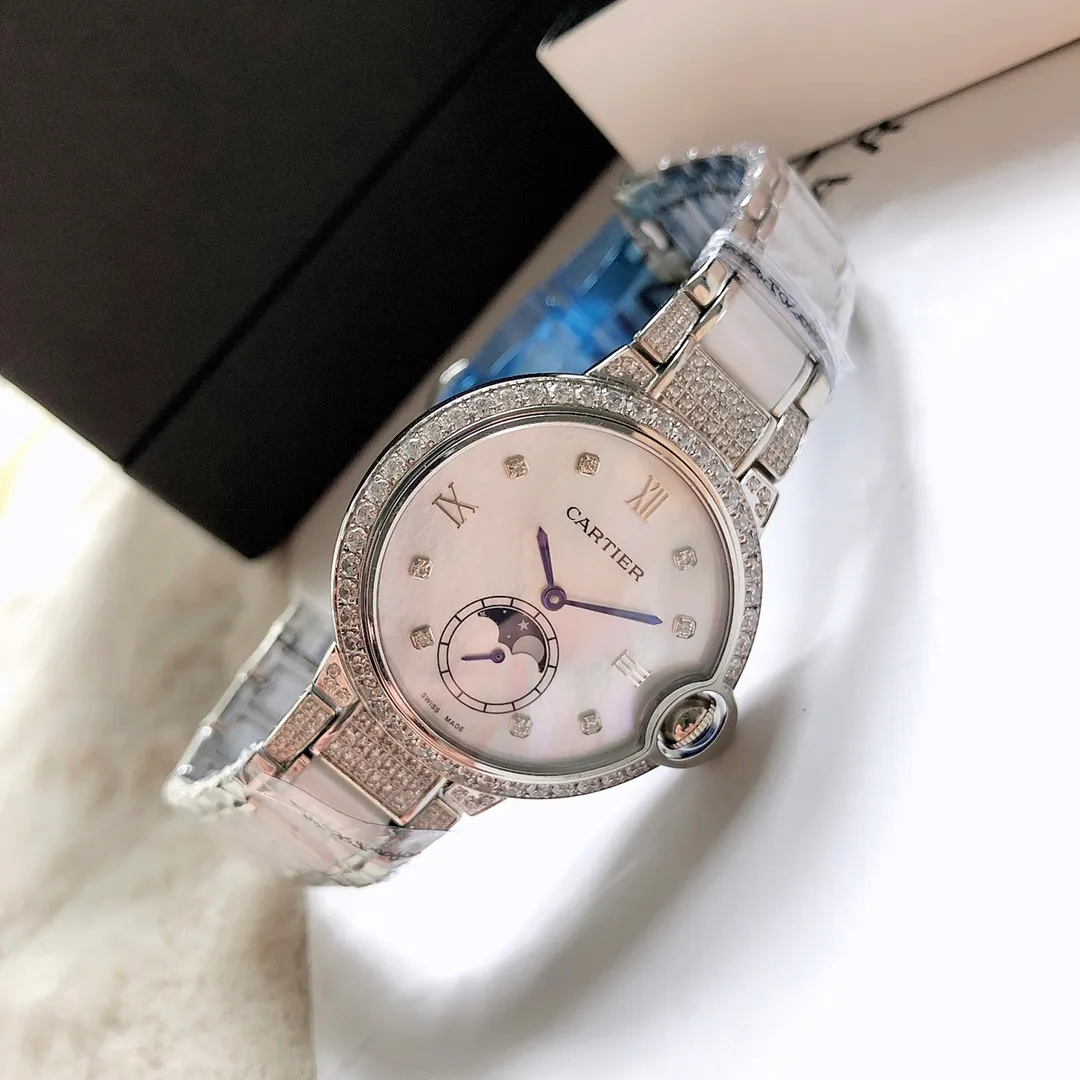 【Foreign trade import】💰1160! Cartier women's blue balloon luxury full diamond series, quartz watches shipped in the same color [color], large frame display of sun, moon and stars, starry sky running, time flowing, special process cutting square diamonds, inlaid ring mouth, personality, perfect, equipped with Swiss original imported quartz movement, accurate travel time, imported original full diamond inlaid stones, Cartier original snap buckle, diameter 36mm, thickness 8mm