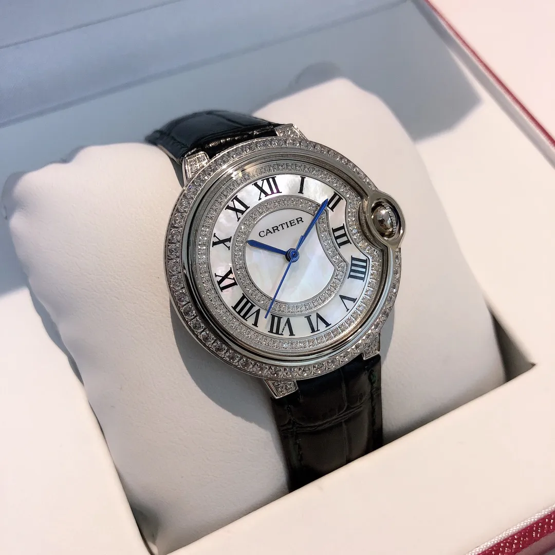 [Foreign trade import] 580 Cartier-CARTIER women's watch, imported quartz movement, 316L stainless steel case, imported cowhide strap, mineral super strong glass mirror, diameter 36mm, thickness 10mm