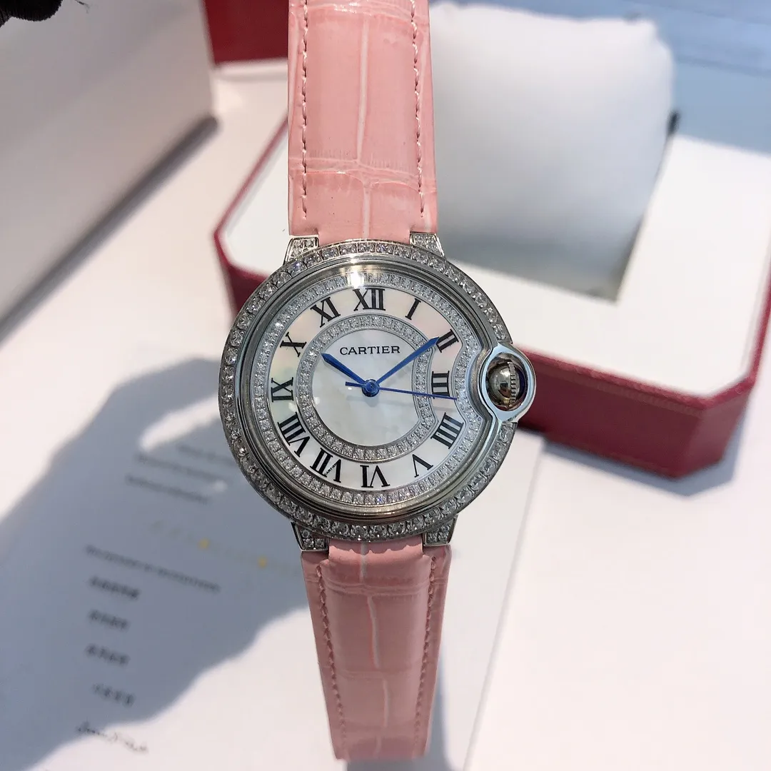 [Foreign trade import] 580 Cartier-CARTIER women's watch, imported quartz movement, 316L stainless steel case, imported cowhide strap, mineral super strong glass mirror, diameter 36mm, thickness 10mm