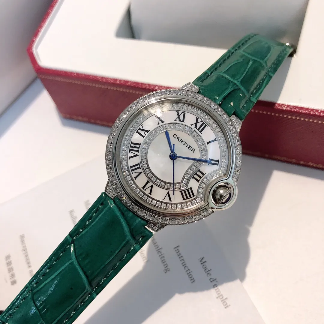 [Foreign trade import] 580 Cartier-CARTIER women's watch, imported quartz movement, 316L stainless steel case, imported cowhide strap, mineral super strong glass mirror, diameter 36mm, thickness 10mm