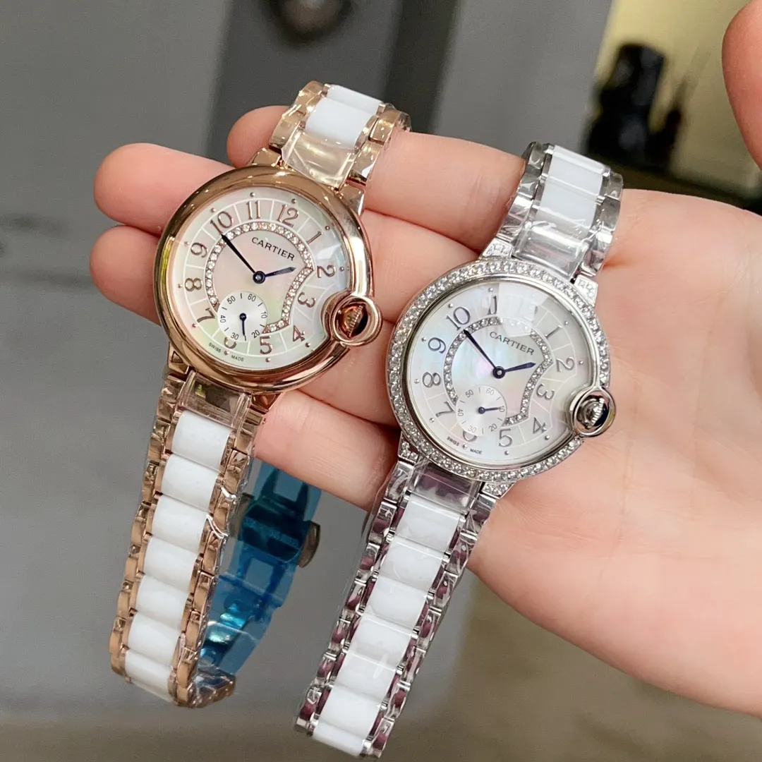 【Purchasing quality】💰1240! Cartier ceramic watch strap, luxurious and noble temperament, it has to be [Love] Cartier women's blue balloon luxury series, quartz watches are shipped in the same color [color], pearl shell surface, time flows, special process cut diamonds 💎 inlaid ring, personality, perfect, equipped with original imported quartz movement, accurate travel time, Cartier original snap buckle, diameter 36mm, thickness 8mm "Please pay attention to the exclusive background for detailed shooting"