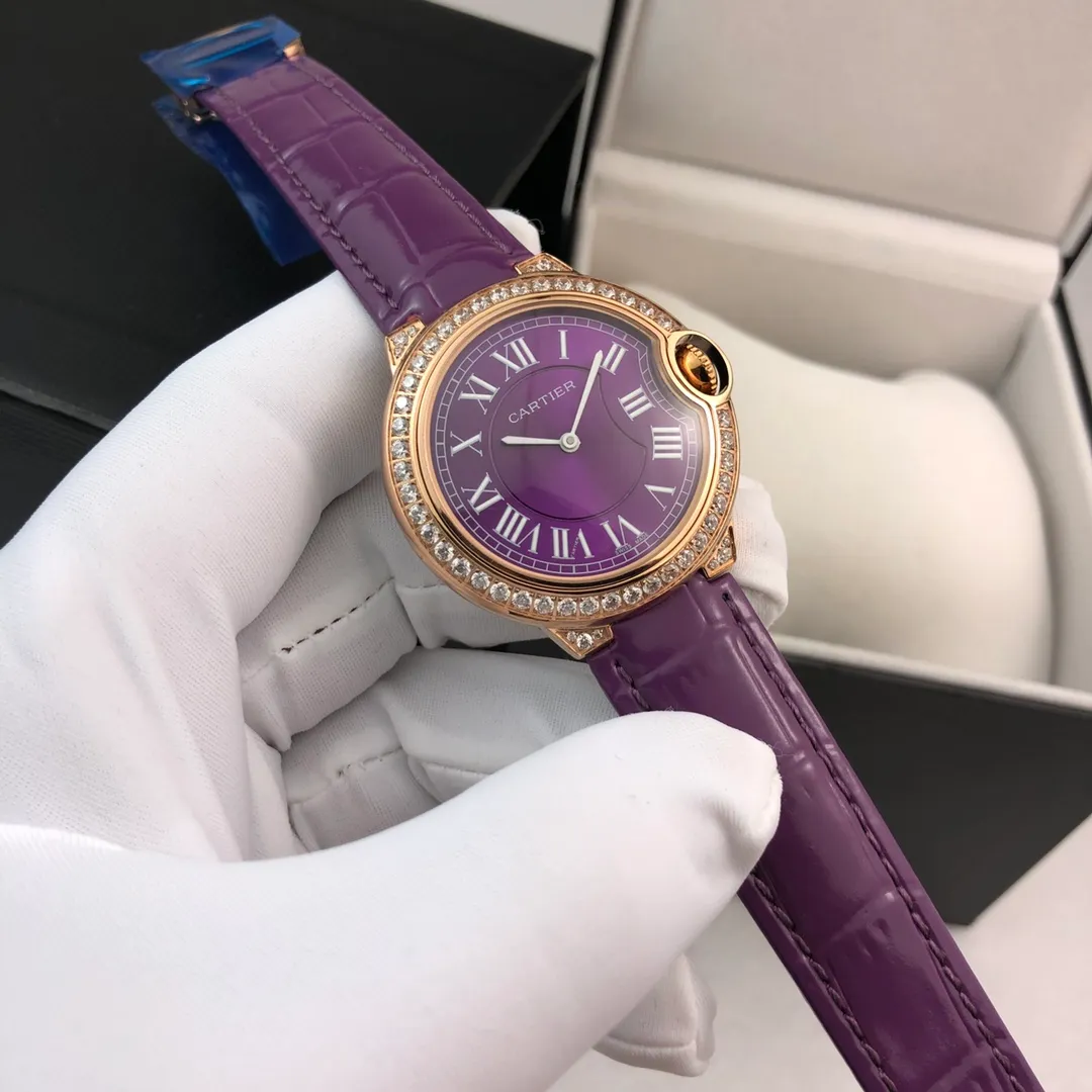 【Foreign trade import】💰840! Cartier - [CARTIER Blue Balloon Series Goddess Watch, very popular among goddesses, 316L fine steel case hand-set with diamonds, clean brushed metal dial, showing simple temperament, imported quartz movement, the latest and most pink color, super white hand, great appearance and temperament! Original folding clasp, size: 36mm...