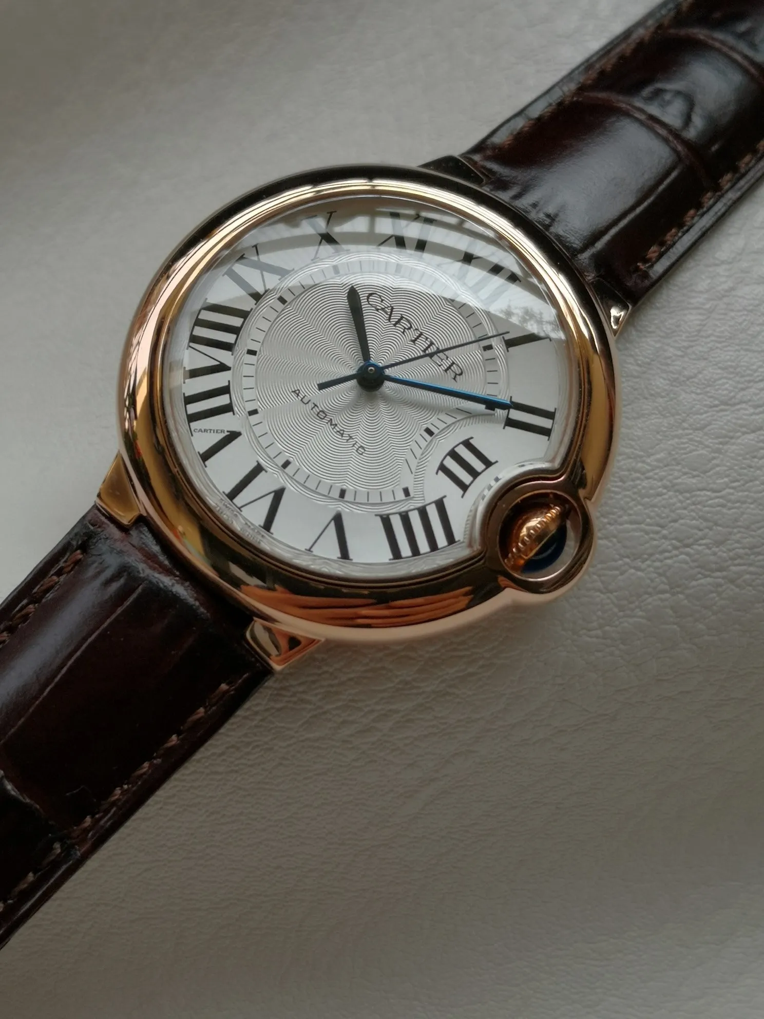 【Taiwan Factory】💰2160! 【Top replica】💰3500! Cartier Blue Balloon watch (guilloché dial, sword-shaped blue steel hands, automatic, 36 mm)