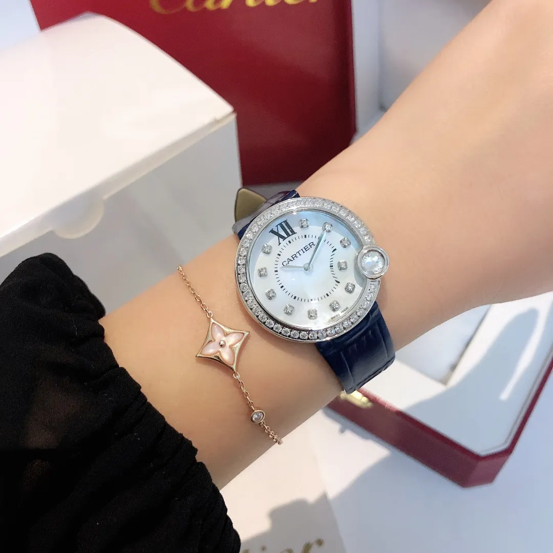 【Foreign Trade Import】💰1120 each! Cartier’s latest diamond studded surface series is even more noble! Size 30mm! Counter genuine synchronized version - 2019 new and most beautiful confession balloon, imported movement, fish-eye crystal glass dial, brilliant-cut rhombus diamond inlaid at 4 o'clock, 316L stainless steel case