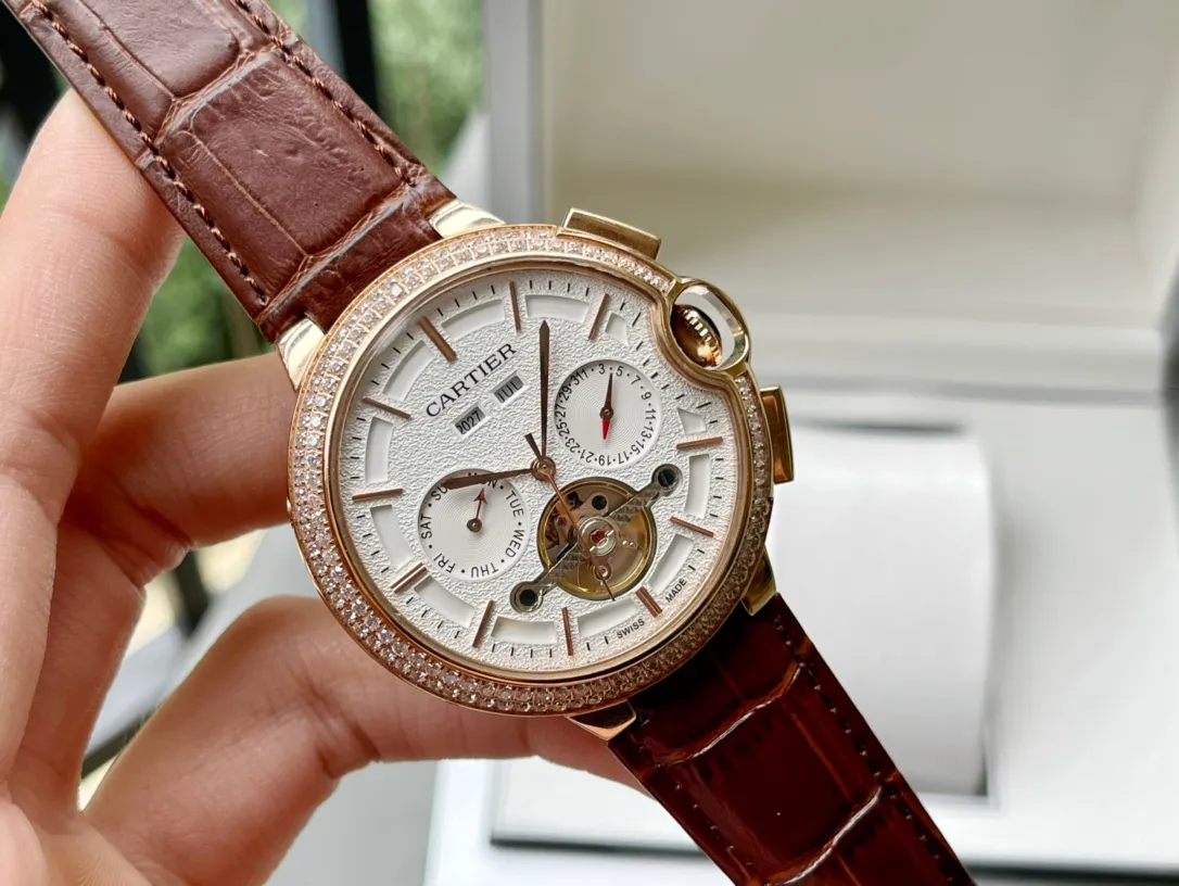 【High-end replica】💰1840! Cartier-Cartier ‼ ️🌹🌹🌹Exquisite men's watch, new multi-functional design, noble atmosphere, gentleman style, excellent quality, hot selling all over the city. Adopting fully automatic mechanical movement, top-grade 316 stainless steel case, imported calfskin strap, mineral super mirror, diameter 46mm🔥Top quality products are constantly produced🔥