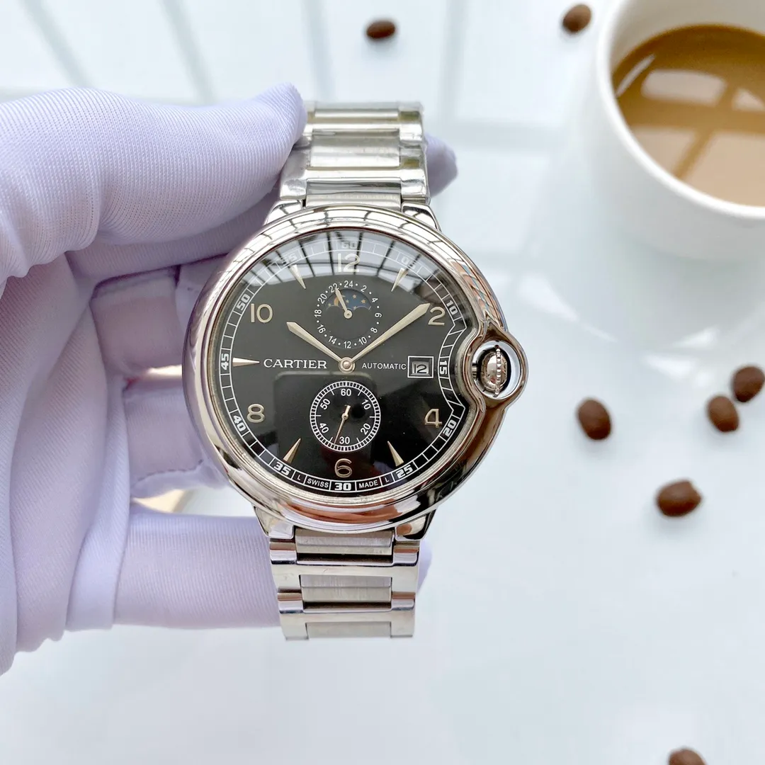 【Foreign Trade Import】💰1720! Cartier (extremely noble and wise work) [Special design] 🔥Type: Exquisite men's watch (more excellent) 🔥Strap: genuine cowhide/316L stainless steel strap (more durable) 🔥Movement: super top mechanical movement (more stable) perpetual motion 🔥Material: mineral super mirror (more wear-resistant) Smart style, strong sense of thickness, special design, return with honor Size: 43mm in diameter, 12mm thick, smart launch! Welcome to reprint!