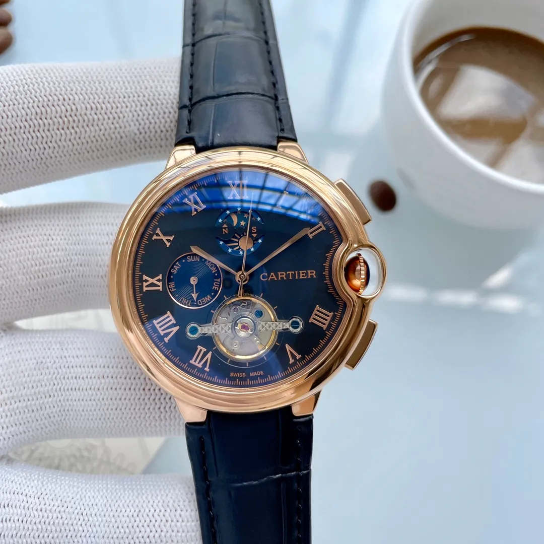 【Foreign Trade Import】💰1720! Cartier (extremely noble and wise work) 🔥Type: Exquisite men's watch (more excellent) 🔥Strap: Genuine leather strap (more durable) for real men 🔥Movement: super top mechanical movement (more stable) Perpetual and permanent 🔥Material: mineral super strong mirror (more wear-resistant) Smart style, strong sense of thickness, special design, return with honor Size: 43mm in diameter, 12mm thick, smart launch! Welcome to reprint!
