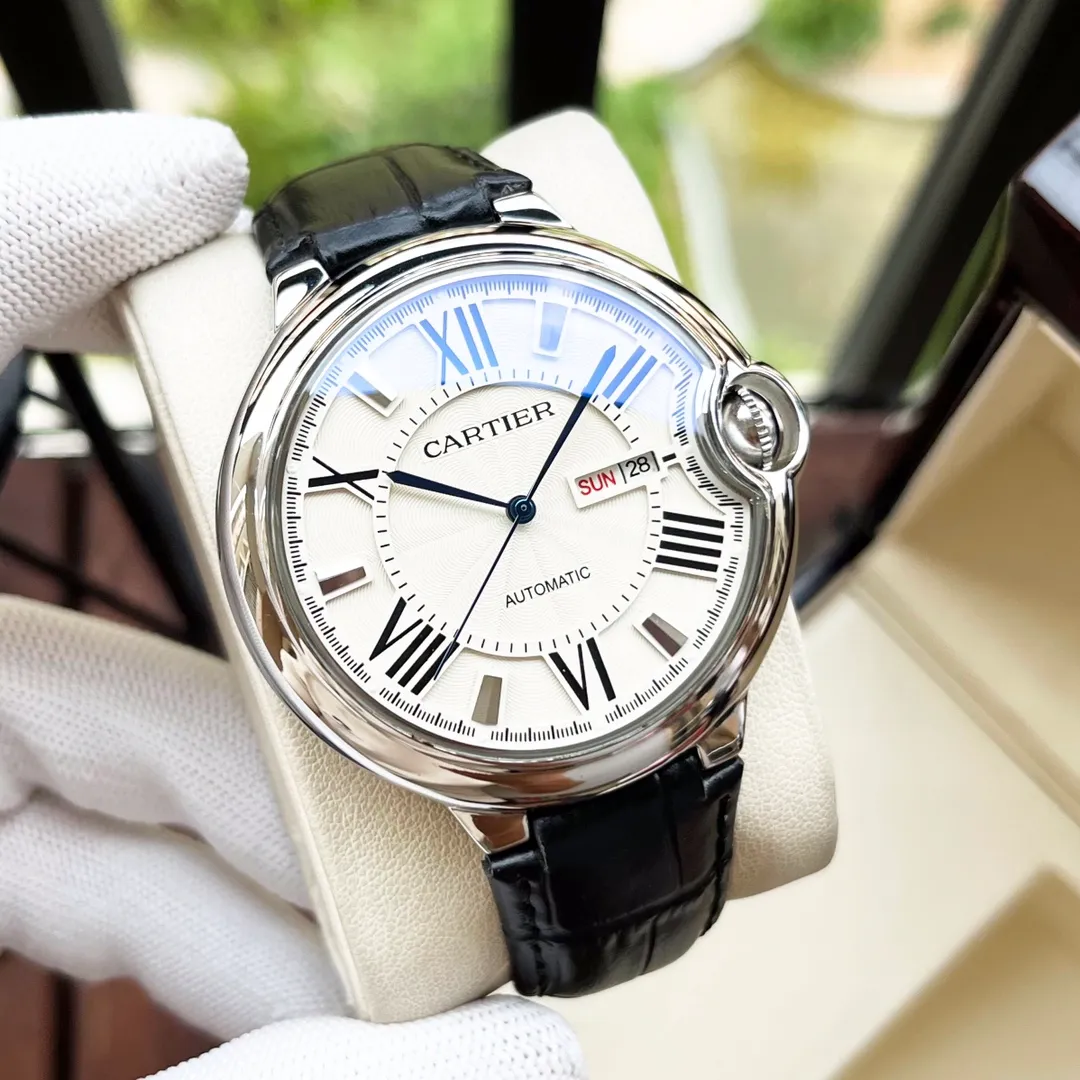【High-end replica】💰1440! Cartier Men's Watch Fully Automatic Mechanical Movement Mineral Strengthened Glass 316L Stainless Steel Case Leather Strap New Style Business Casual Size: Diameter 44mm Thickness 12mm