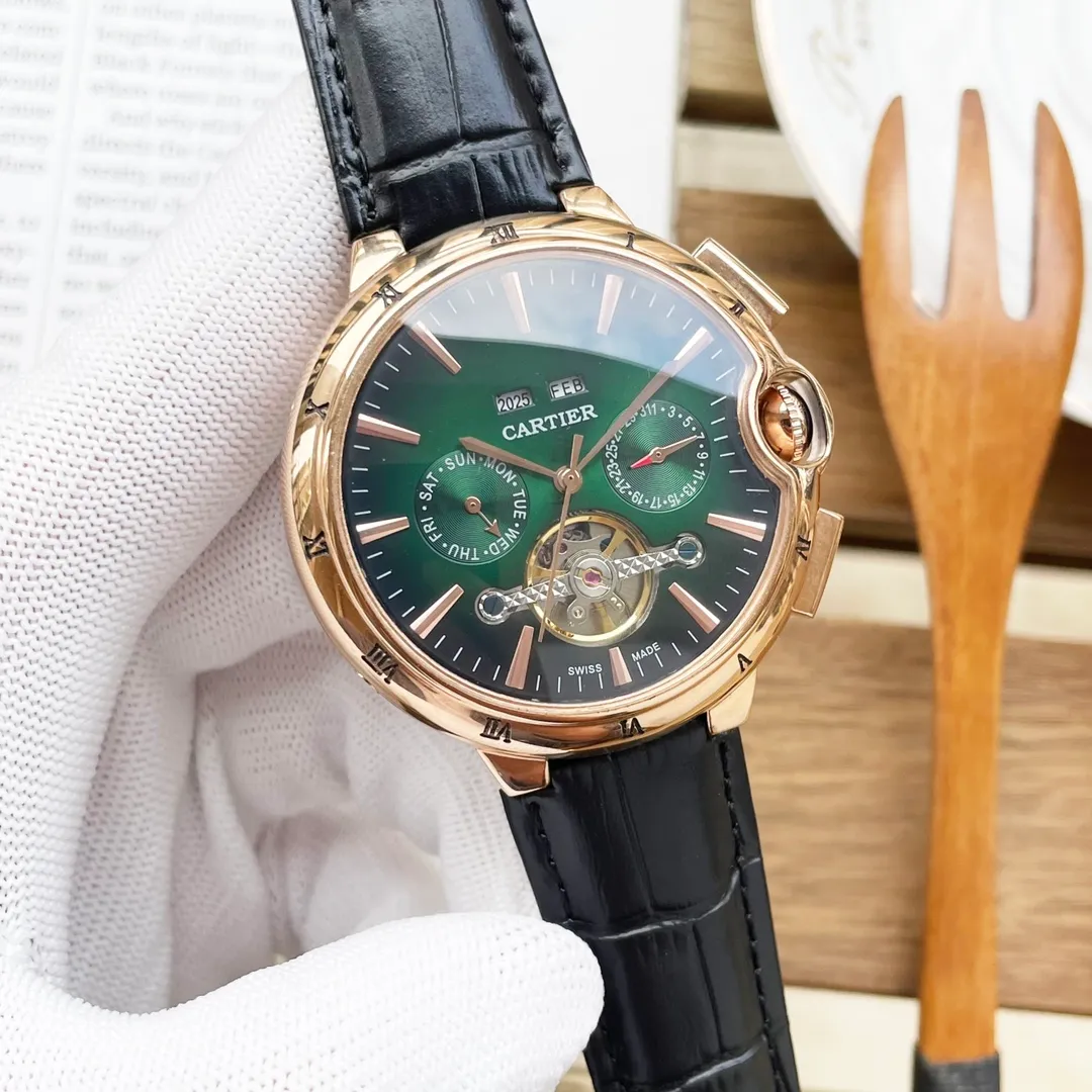 【High-end replica】💰1640! Cartier's premium men's watch, with multifunctional flywheel perpetual calendar design, noble atmosphere, gentlemanly style, excellent quality, is selling well all over the city. Using fully automatic mechanical movement, top-grade 316 stainless steel case, imported calfskin strap, mineral super mirror, size 46*15
