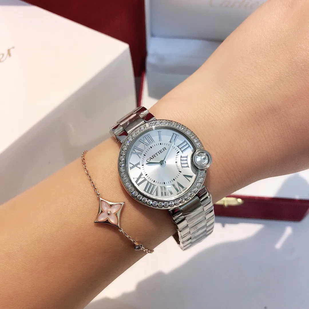 【Foreign trade import】💰1000! Cartier’s latest diamond studded surface series is even more noble! Size 30mm! Counter genuine synchronized version - 2019 new and most beautiful confession balloon, imported movement, fish-eye crystal glass dial, brilliant-cut rhombus diamond inlaid at 4 o'clock, 316L stainless steel case "MX real shot"