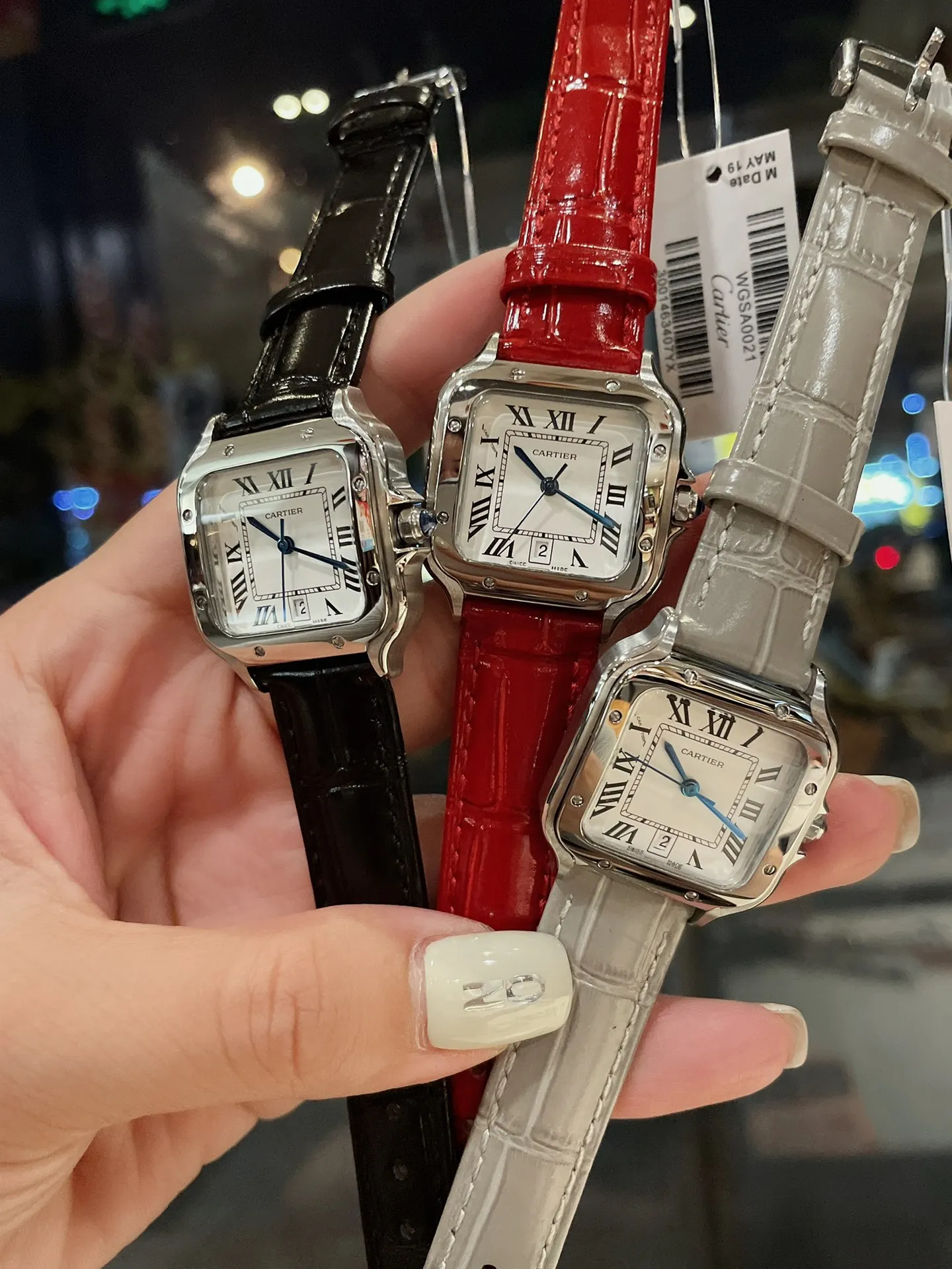 【Foreign trade import】💰960! Cartier Santos case, stainless steel dial, steel blue classic Roman numeral hands, imported movement, spinel sapphire crown, imported calfskin, size: 28mm