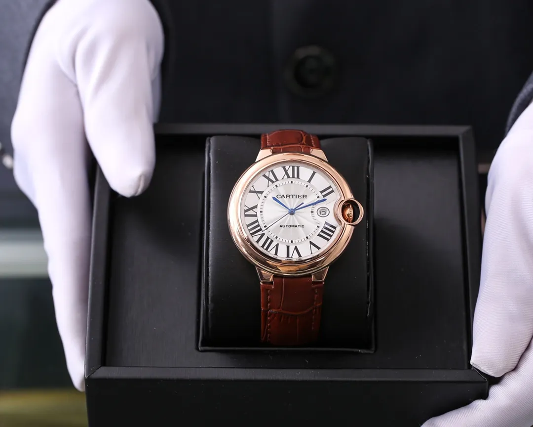 【Foreign trade import】💰2400! Cartier (CARTIER), blue balloon series, fine men's watch, classic, extraordinary charm, full of exquisite details and superb skills, equipped with West Railway 8215 mechanical movement, top 316L stainless steel case, imported calfskin strap, mineral super mirror, size 43*12, noble model, gentleman style, symbol of status, show your unique taste! Welcome to reprint!