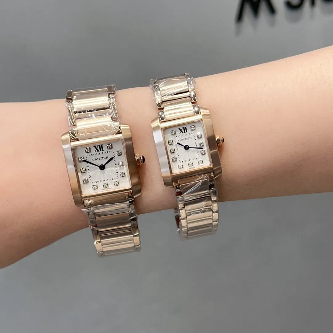 【High-end replica】💰1160! Cartier French Tank Series TankFrancaise, Swiss quartz movement, 316L stainless steel case bracelet, tempered crystal mirror, gemstone bead crown, medium size: width 27mm, length 32mm, small size: width 21.2mm, length 25.7mm
