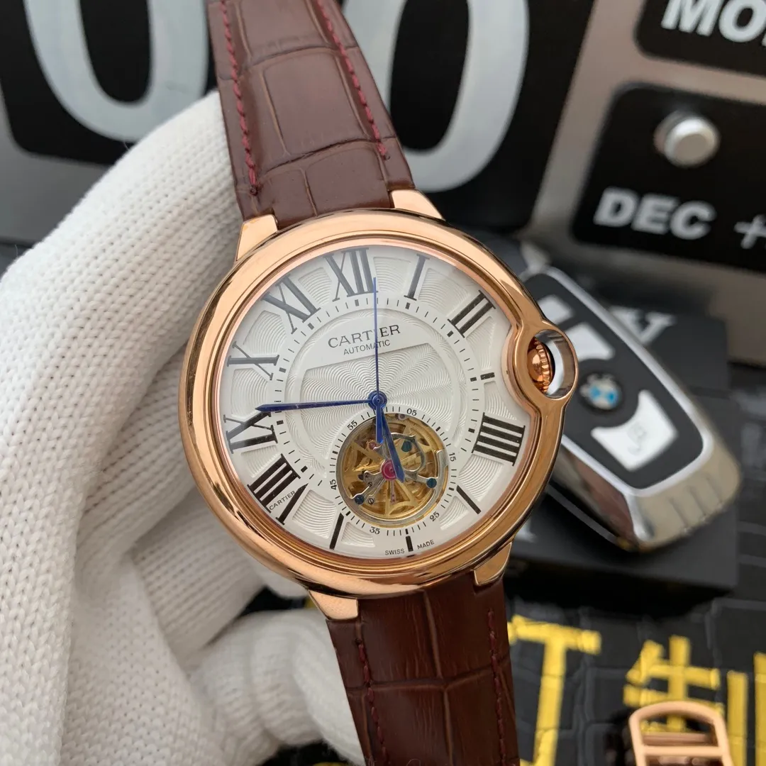 [Foreign trade import] 💰1240 Cartier-CARTIER Type: Men's watch Case: 316 stainless steel (excellent workmanship) Strap: Imported calfskin/original buckle Movement: Advanced customized fully automatic mechanical movement (stable travel time) Material: Advanced reinforced coating E90! Mirror size: diameter 43mm, thickness 13mm⚠️Please look for exclusive quality