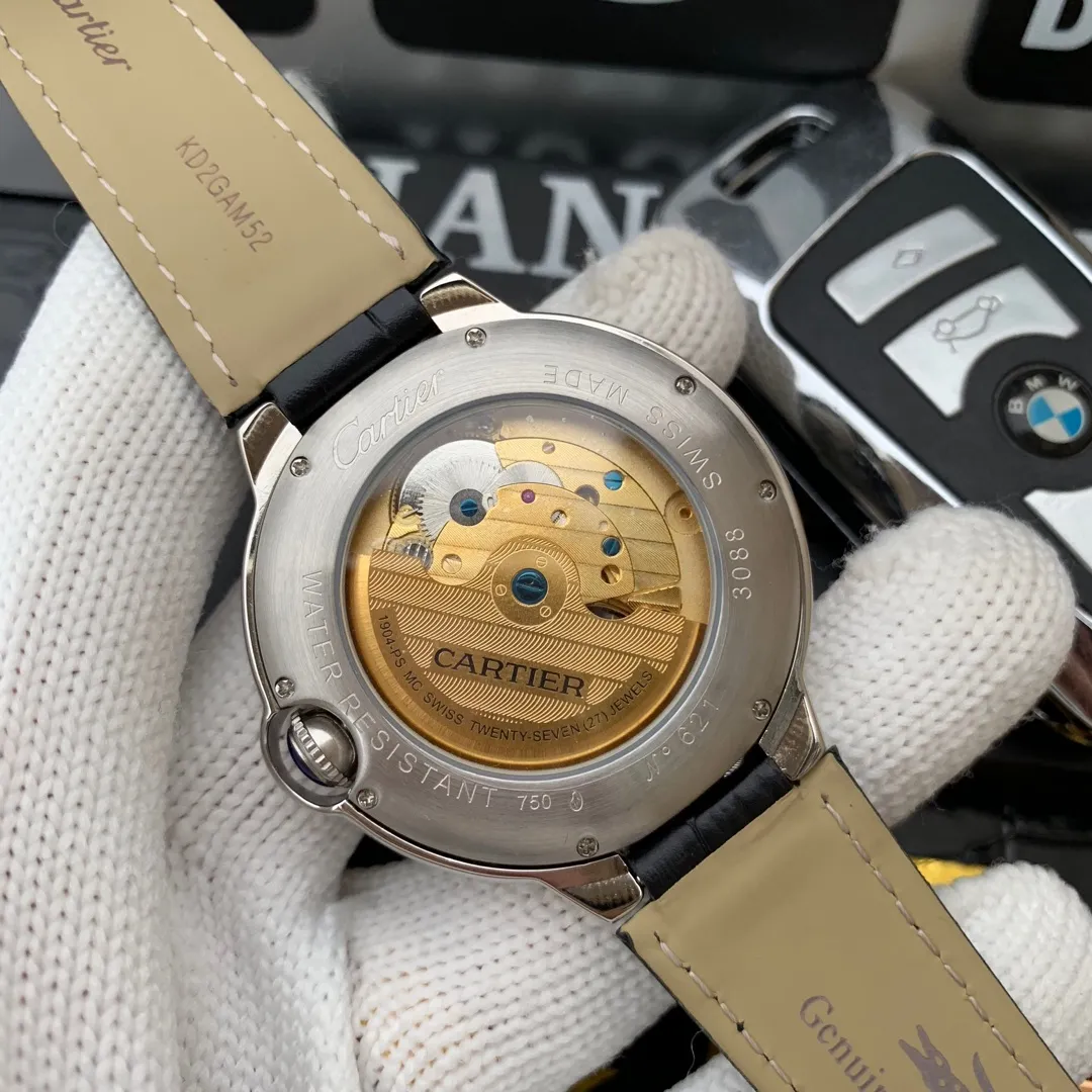 [Foreign trade import] 💰1240 Cartier-CARTIER Type: Men's watch Case: 316 stainless steel (excellent workmanship) Strap: Imported calfskin/original buckle Movement: Advanced customized fully automatic mechanical movement (stable travel time) Material: Advanced reinforced coating E90! Mirror size: diameter 43mm, thickness 13mm⚠️Please look for exclusive quality