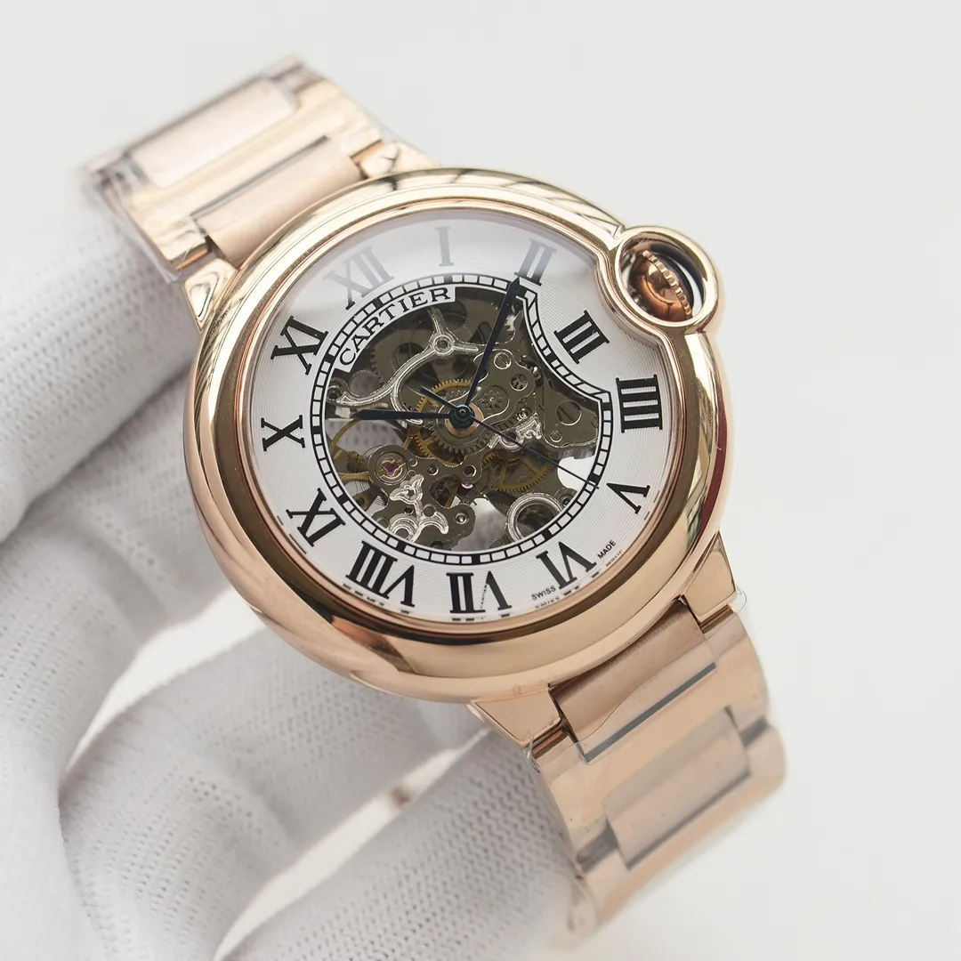 【High-end replica】💰1520! Cartier-CARTIER (upgraded version with a depth of 200 meters waterproof) new blue balloon men's mechanical bowl watch adopts imported fully automatic mechanical movement (the hollow movement design is more handsome) (316 stainless steel case 4-piece set) super mineral glass mirror, sword-shaped pointer, steel belt original snap buckle, imported Italian cowhide, table diameter 44/12mm