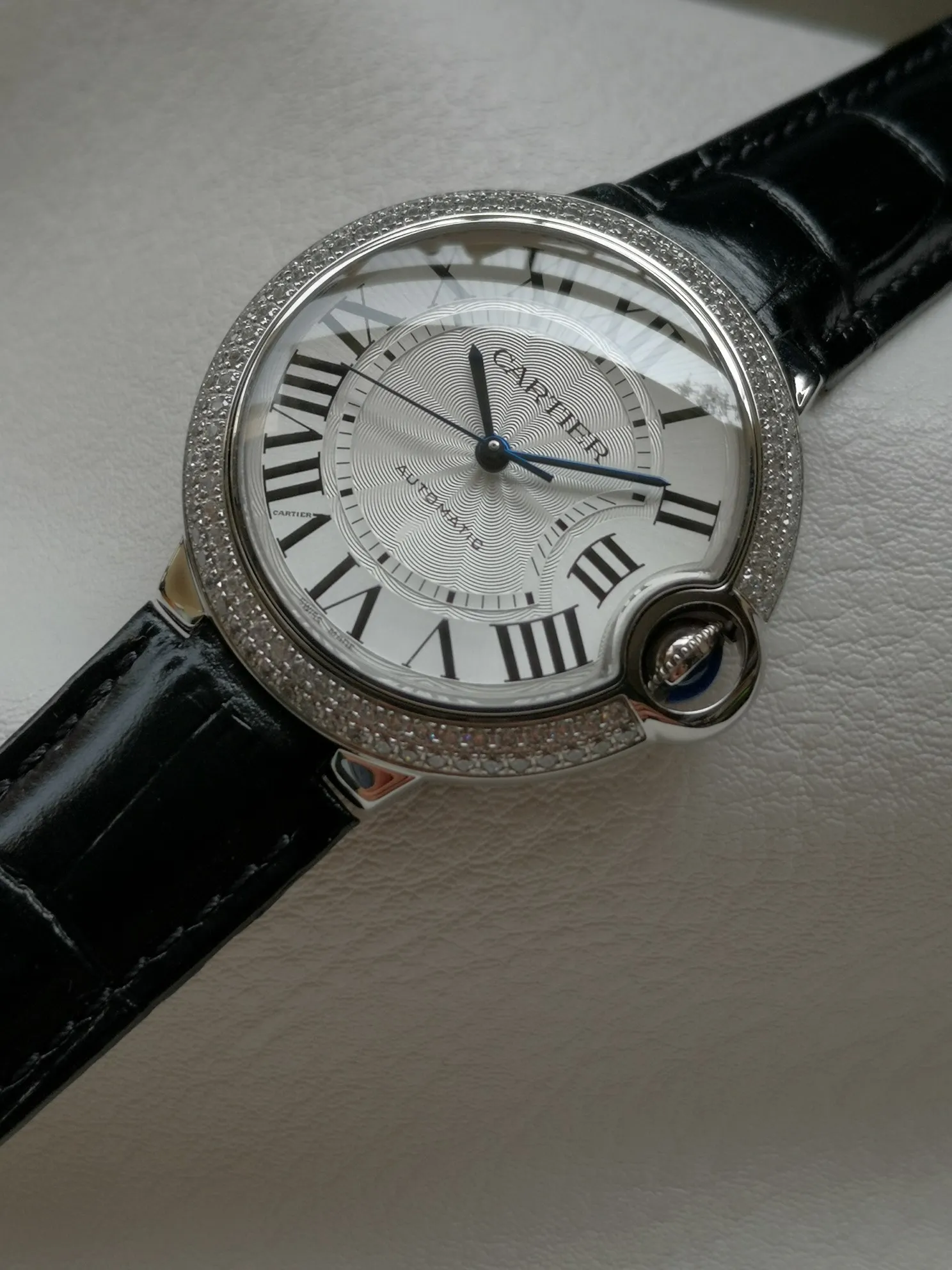 【Taiwan Factory】💰2360! 【Top Replica】💰3700! Cartier Blue Balloon watch (guilloché dial, sword-shaped blue steel hands, automatic, 36 mm)