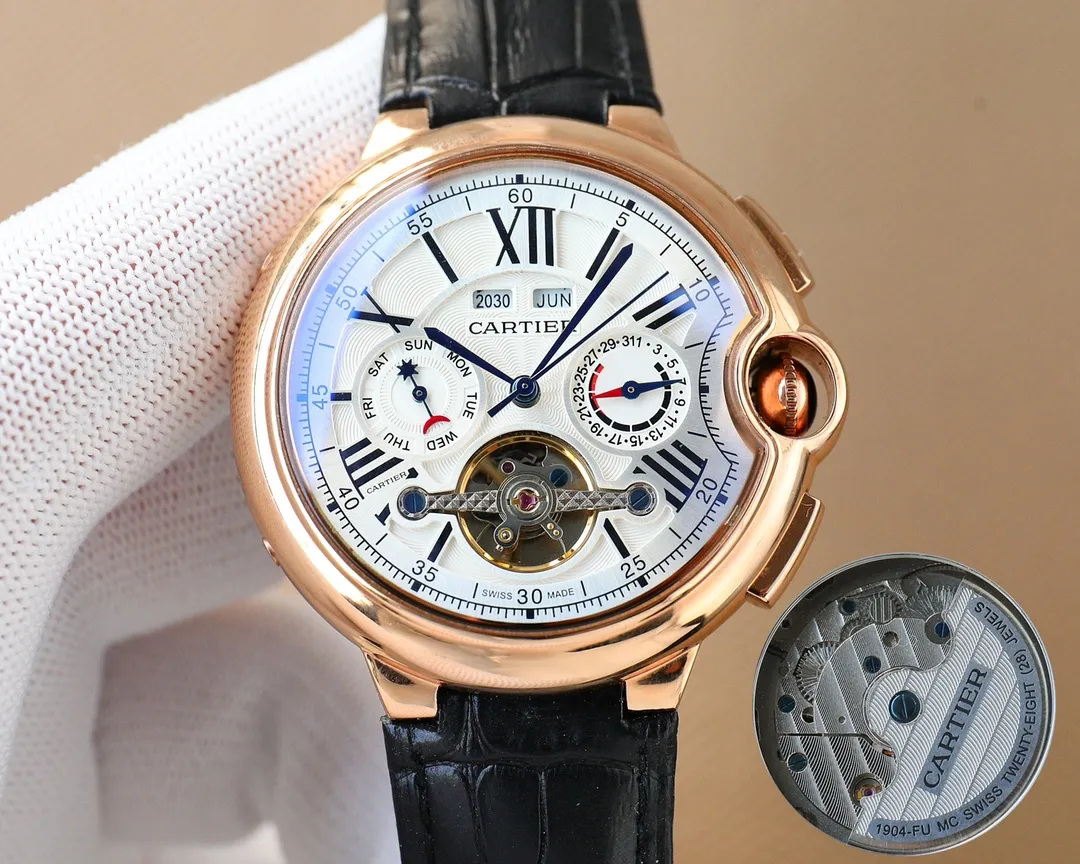 【High-end replica】💰1500! Cartier-Cartier ‼ ️🌹🌹🌹Exquisite men's watch, new multi-functional design, noble atmosphere, gentleman style, excellent quality, hot selling all over the city. Adopting fully automatic mechanical movement, top-grade 316 stainless steel case, imported calfskin strap, sapphire mirror, diameter 46mm🔥The top products are constantly produced🔥