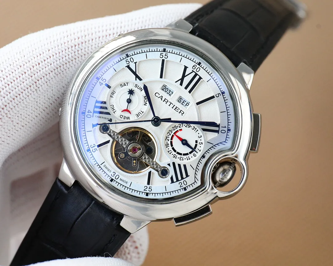 【High-end replica】💰1500! Cartier-Cartier ‼ ️🌹🌹🌹Exquisite men's watch, new multi-functional design, noble atmosphere, gentleman style, excellent quality, hot selling all over the city. Adopting fully automatic mechanical movement, top-grade 316 stainless steel case, imported calfskin strap, sapphire mirror, diameter 46mm🔥The top products are constantly produced🔥