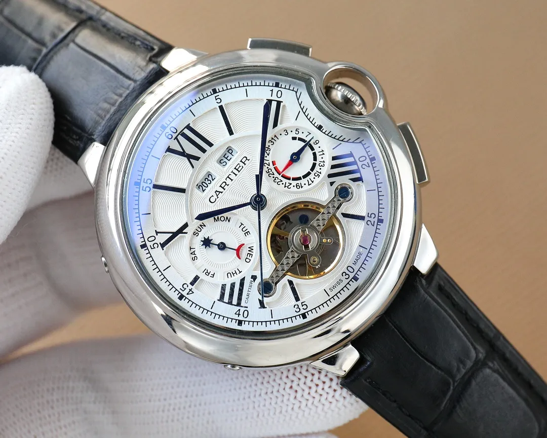 【High-end replica】💰1500! Cartier-Cartier ‼ ️🌹🌹🌹Exquisite men's watch, new multi-functional design, noble atmosphere, gentleman style, excellent quality, hot selling all over the city. Adopting fully automatic mechanical movement, top-grade 316 stainless steel case, imported calfskin strap, sapphire mirror, diameter 46mm🔥The top products are constantly produced🔥