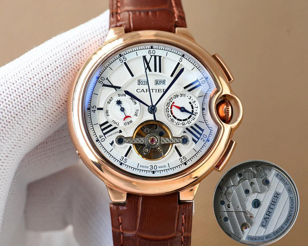 【High-end replica】💰1500! Cartier-Cartier ‼ ️🌹🌹🌹Exquisite men's watch, new multi-functional design, noble atmosphere, gentleman style, excellent quality, hot selling all over the city. Adopting fully automatic mechanical movement, top-grade 316 stainless steel case, imported calfskin strap, sapphire mirror, diameter 46mm🔥The top products are constantly produced🔥