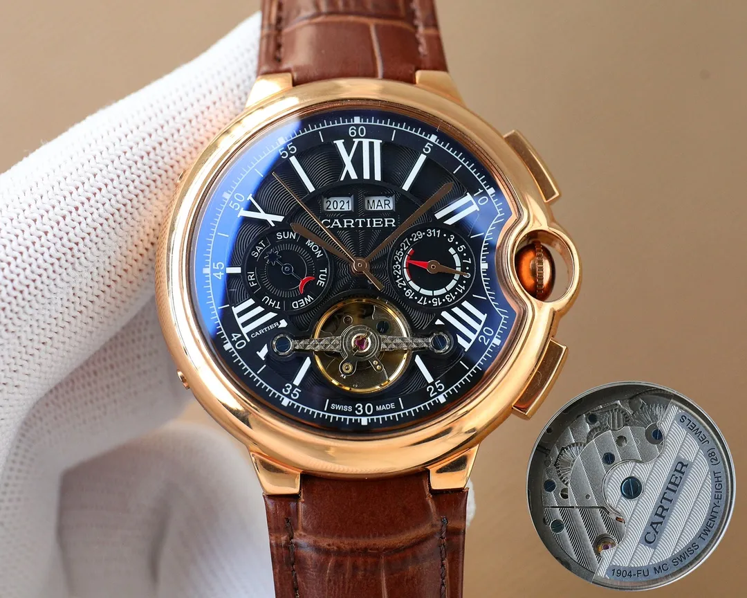 【High-end replica】💰1500! Cartier-Cartier ‼ ️🌹🌹🌹Exquisite men's watch, new multi-functional design, noble atmosphere, gentleman style, excellent quality, hot selling all over the city. Adopting fully automatic mechanical movement, top-grade 316 stainless steel case, imported calfskin strap, sapphire mirror, diameter 46mm🔥The top products are constantly produced🔥