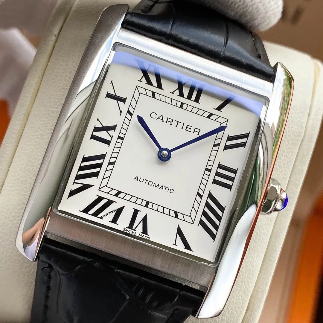 【Foreign trade import】💰1200! CARTIER TANK MC watch: Mechanically simple and elegant watch, stainless steel case, stainless steel multi-faceted crown, decorated with a multi-faceted synthetic spinel, simple and elegant square dial, sword-shaped hands, see-through checkered mechanical movement, elegant streamlined shell, retro luxury, adding a sparkling artistic sense to the watch! 🔥Top quality products with constant quality🔥